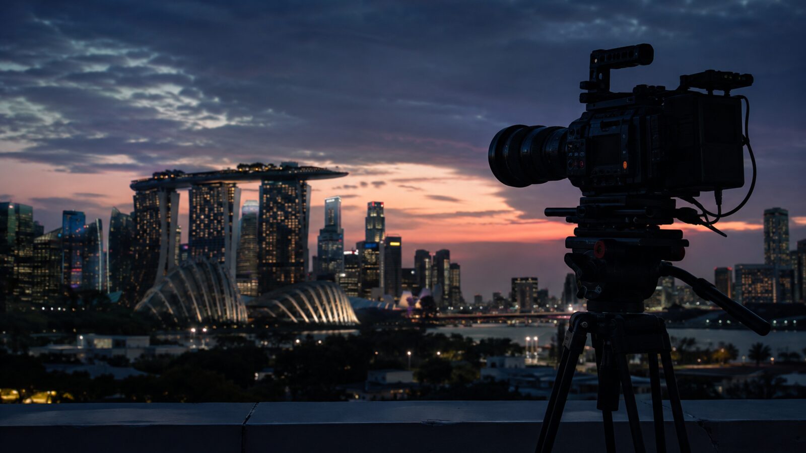 skyline frame, night exterior
